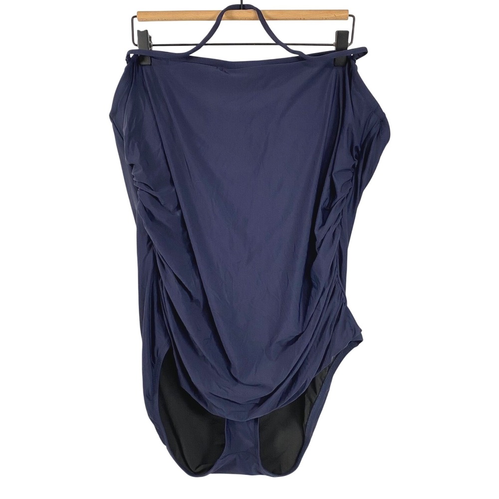 J. Crew Womens Ruched Strapless One Piece Swimsuit sz 22 Blue